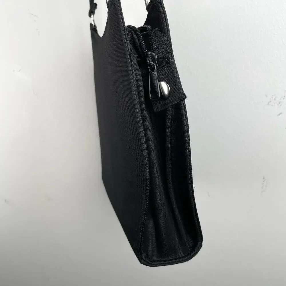 Vintage y2k Black Shoulder Bag Classic Structured Minimalist 2000s Sleek